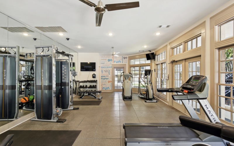 a gym with exercise equipment