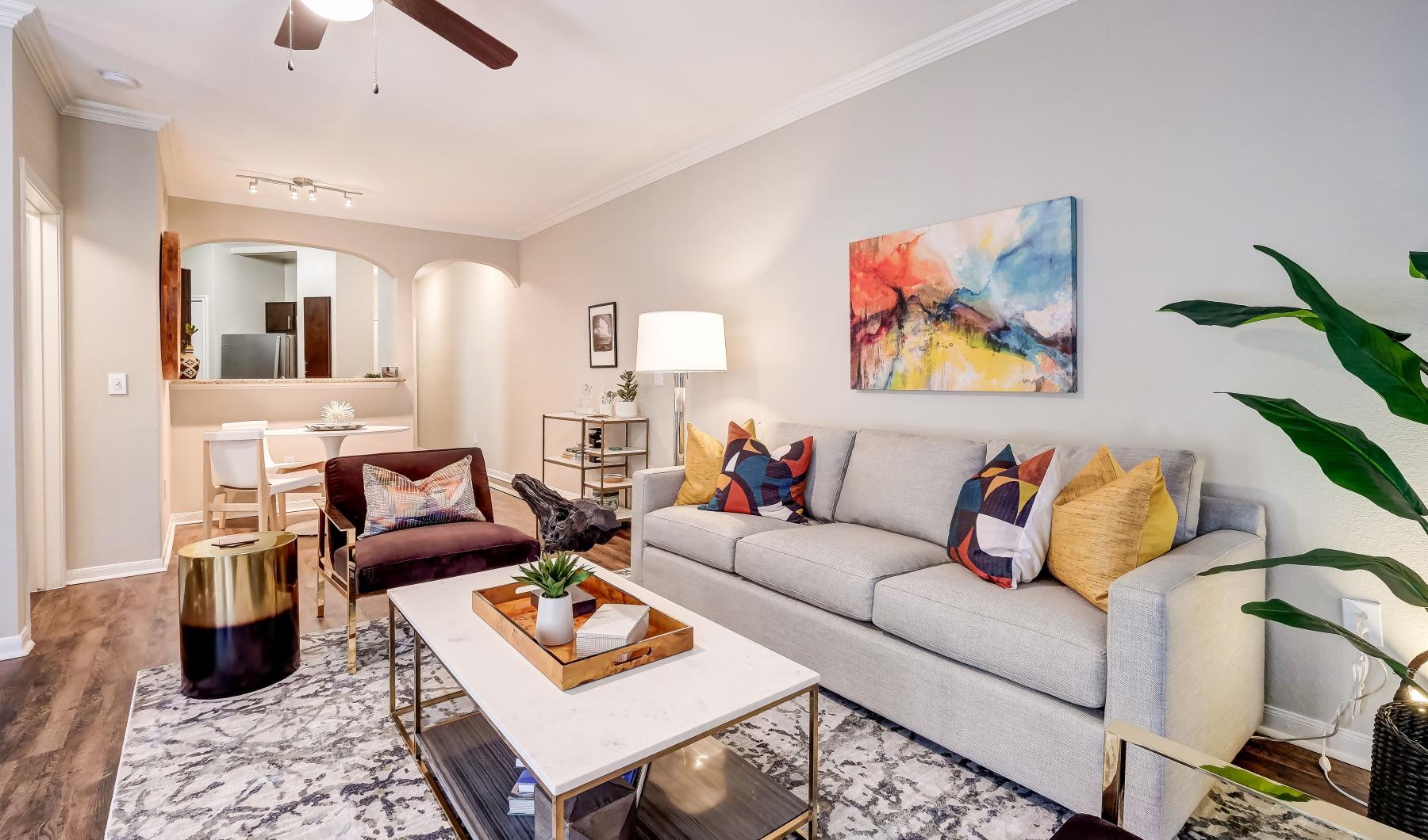 Beautiful living areas to match your lifestyle a living room with a couch and a coffee table